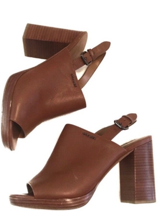 Coach Shoes - Coach Brown Leather Block Heel Slingback Peep-Toe Sandals